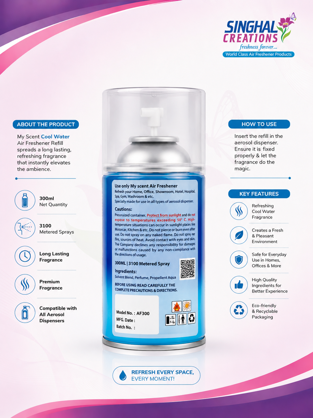 MyScent Cool Water Air Freshener Refills