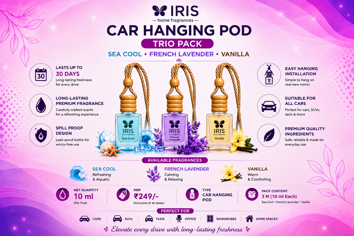 IRIS Car Hanging Pod TRIO COMBO